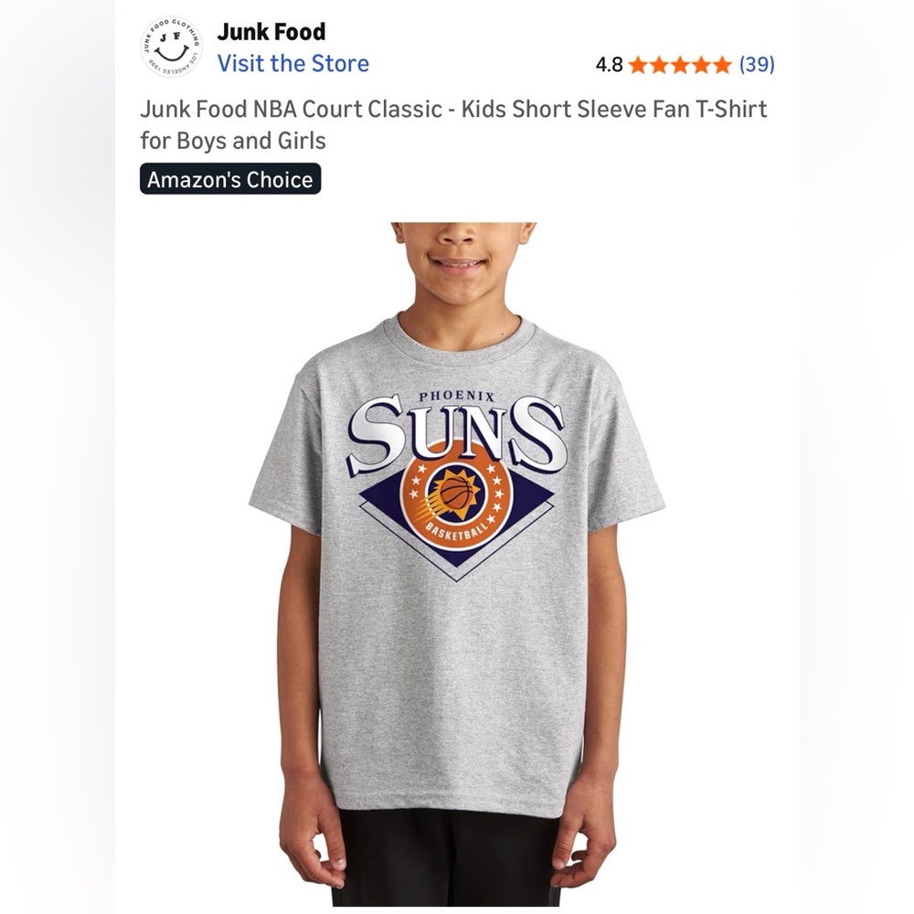 NBA Clothing Gray Phoenix Suns Kids T-Shirt
